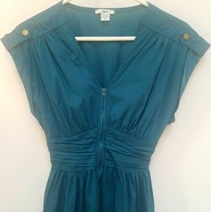 Teal zipper-front dress